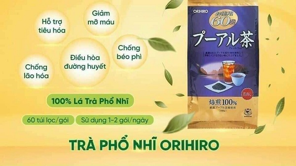Trà phổ nhĩ Orihiro Pu-erh Tea của Nhật Bản 60 túi lọc trà y