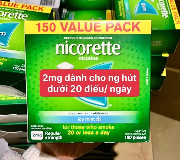 Kẹo cai thuốc lá Nicorette Gum Úc loại 2mg hộp 150 viên 1
