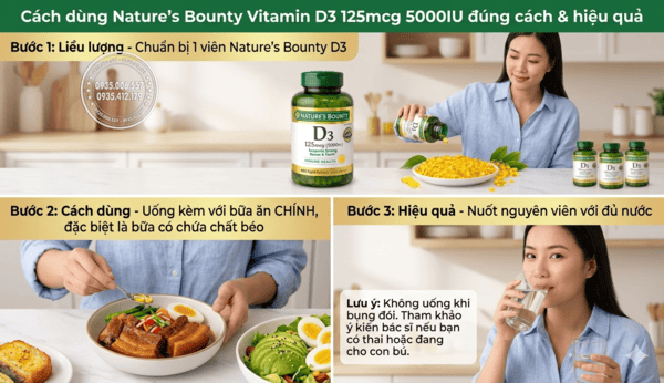 Cách dùng Nature’s Bounty Vitamin D3 đúng chuẩn khoa học